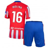 Camisa de Futebol Atletico Madrid Nahuel Molina #16 Equipamento Principal Infantil 2024-25 Manga Curta (+ Calças curtas)